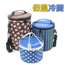 Round lunch box bag Large insulation bucket bag cover thickened aluminum foil insulation bento bag portable food delivery bowl rice bag