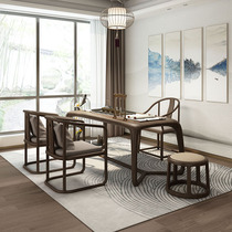 North American walnut new Chinese style solid wood tea table and chair combination simple coffee table kung fu tea table teahouse tea table spot
