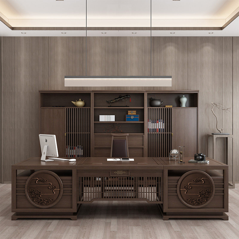 Desk New Chinese style solid wood executive desk modern office furniture light luxury Zen writing and painting desk spot