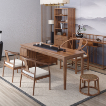 New Chinese style solid wood tea table and chair combination modern simple tea table walnut furniture Zen tea table spot