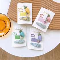 Spring new childrens cartoon carrot hair ring head rope girl patch Cherry BB clip floral hair clip 3-piece set