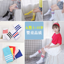 Childrens stockings Middle tube girls knee thin section pure cotton female baby half high tube boys football stockings summer