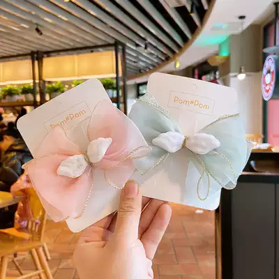 New Korean version of children's big bow girl wings clip spring and summer Joker yarn hairclip