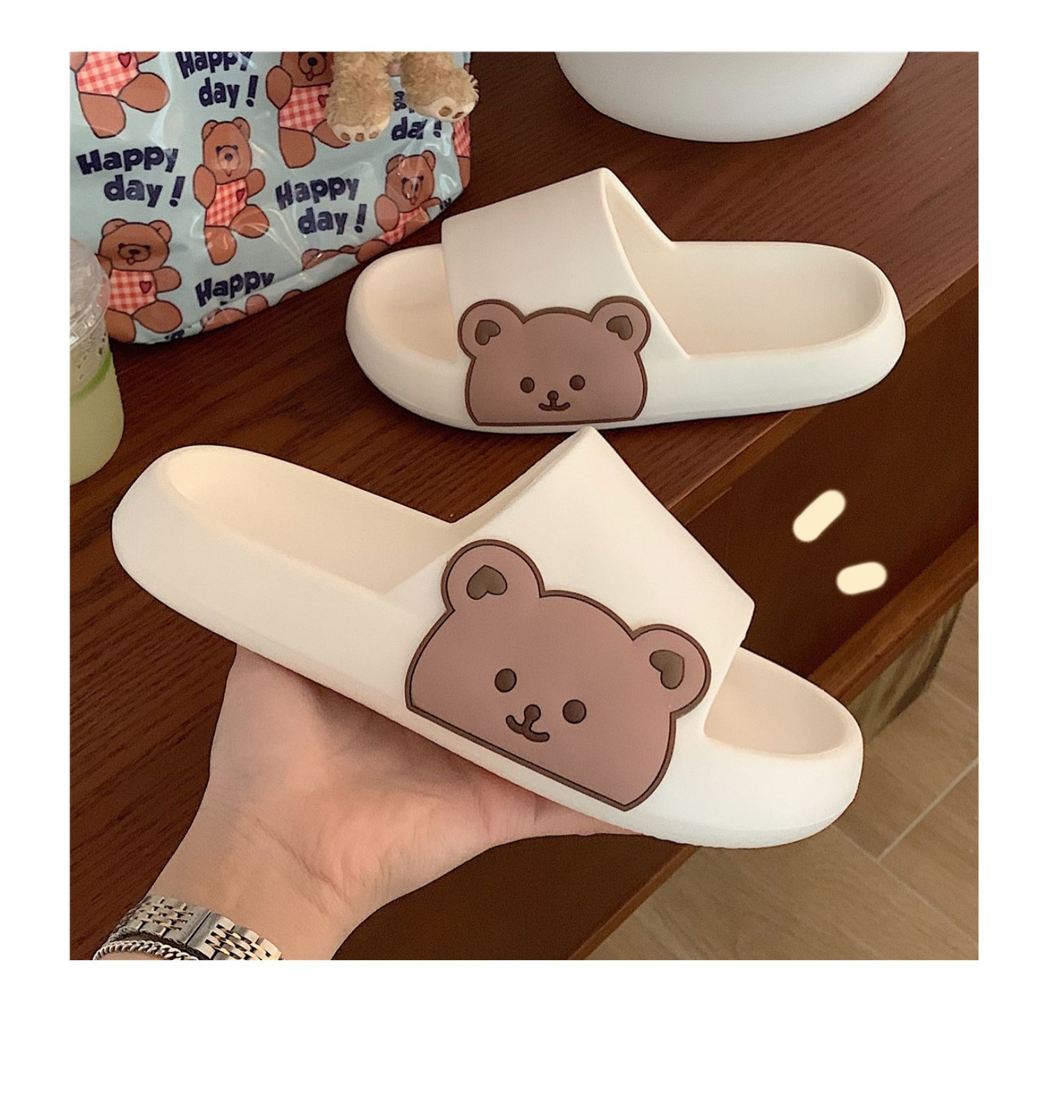 Women's Fashion Bear Round Toe Slides Slippers display picture 15