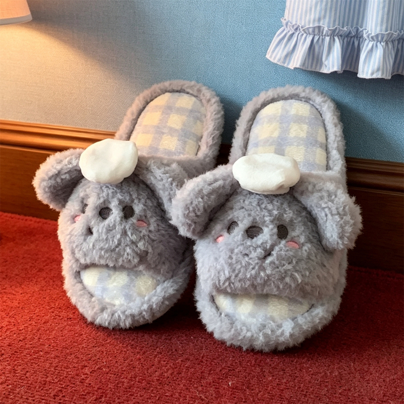Cute Girly 3D Koala One-Strap Furry Slippers for Autumn and Winter, Comfortable and Warm Cotton Slippers for Female Students in Dormitories Cute Girly 3D Koala One-Strap Furry Slippers for Autumn and Winter, Comfortable and Warm Cotton Slippers for Female Students in Dormitories
