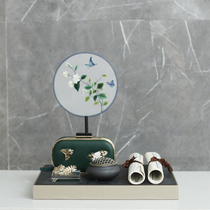 New Chinese Light Lavish Green Toned Dresser Bag Composition Cloakroom Swing Piece Boilerplate Soft Adornment Exhibition Hall Display