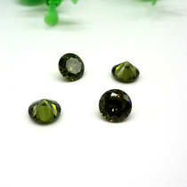 Olive green zircon oval diy jewelry with stone color gemstone ring interface bare stone round Wuzhou zircon