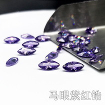 Leaf-shaped colored gemstone diamond ring main stone DIY horse-shaped purple-red synthetic cubic zircon nude Stone