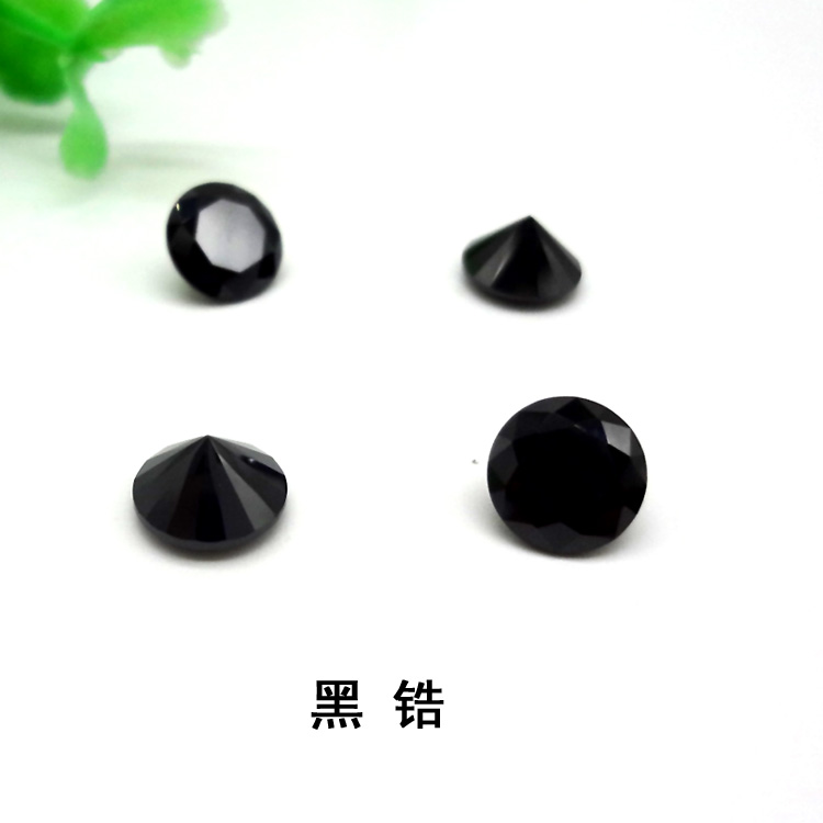 Zircon bare stone black diamond real black black diamond inlaid bare stone DIY handmade accessories loose diamond round faceted loose diamond