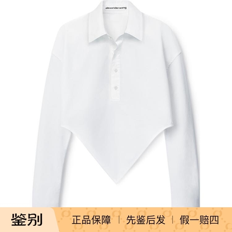 Alexander Wang Alexander Wang Solid Color Short Pointed Hem Long Sleeve Shirt for Women White Alexander Wang Alexander Wang Solid Color Short Pointed Hem Long Sleeve Shirt for Women White