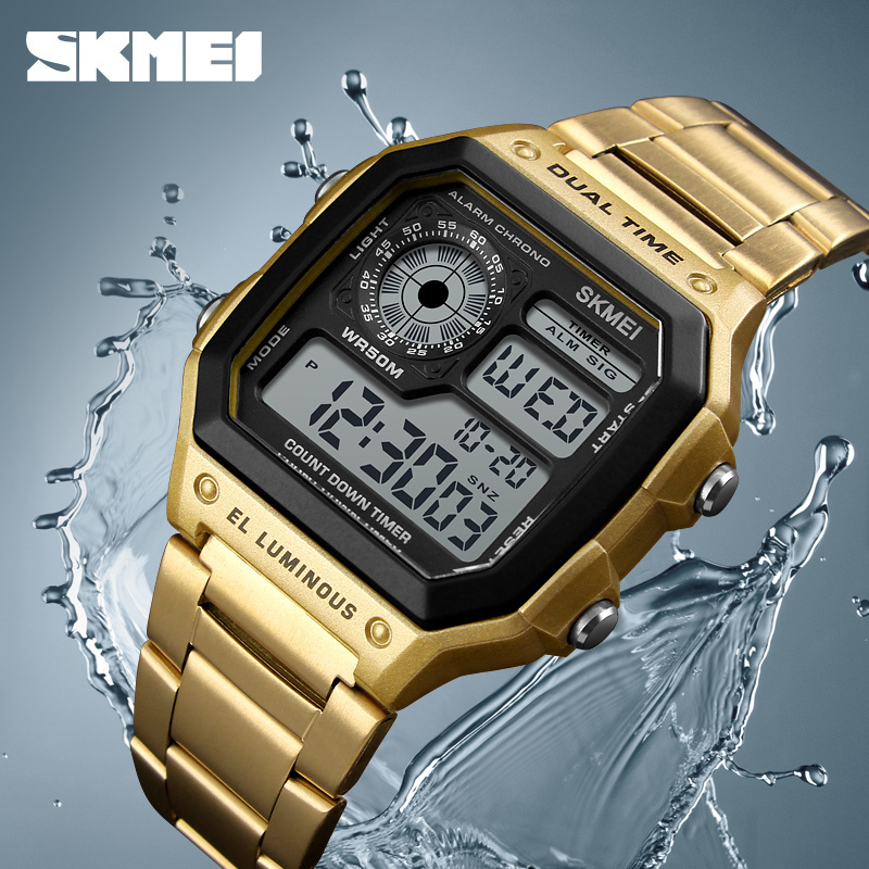 Square Digital Watch for Male and Female Students, Korean Version, Digital, Luminous, Waterproof, Sports Multi-Function Watch, Simple Dual Time