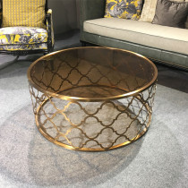 Italian minimalist tempered glass stainless steel coffee table modern simple living room round household light luxury small apartment low table