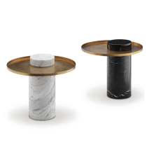 Creative stainless steel round table Modern metal side table Living room sofa table Round marble base designer coffee table