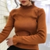 Áo len cổ lọ xòe nửa cao cổ áo mùa thu mỏng Han Fan áo sơ mi dài tay chạm đáy áo len trắng hoang dã áo cardigan Đan Cardigan
