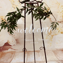 Outdoor lawn pastoral wedding wooden placard advertising store signboard custom acrylic Welcome Card