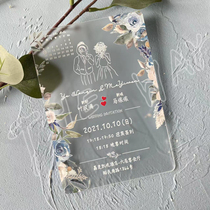 Marriage Acrylic Wedding invitation to Cambodia Flowers Business Event Invitation Letter Blue Calendar Frost Invitation