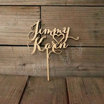 Customized cake topper wooden cake card card signature top name letter birthday wedding ceremony