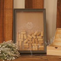 Wedding wedding love wood chips sign in solid wood photo frame festival supplies signature book Red wine cork Cork