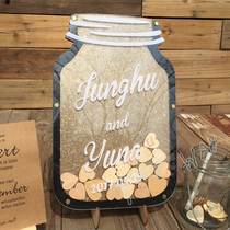 Wedding celebration bottle Mason bottle love wood chip sign-in picture frame festival gift gold thin custom gold business dinner