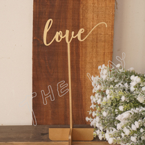 Wooden table number plate digital table card original wood color Gold custom