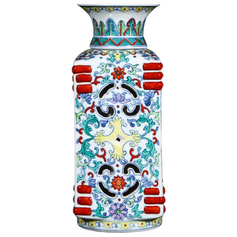 Jingdezhen porcelain vases, antique hand - made porcelain dou turn color heart bottles of home sitting room collect adornment furnishing articles
