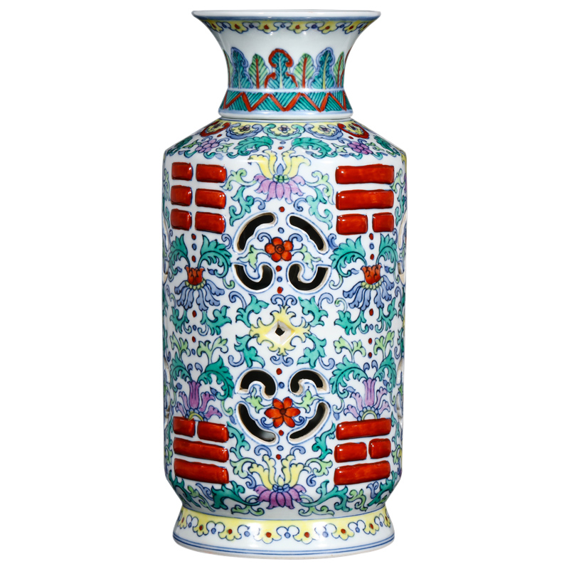 Jingdezhen porcelain vases, antique hand - made porcelain dou turn color heart bottles of home sitting room collect adornment furnishing articles