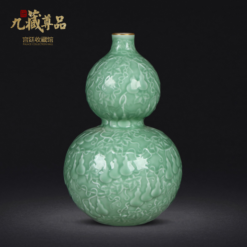 Jingdezhen ceramics archaize paint blue glaze carving gourd vases, sitting room home furnishing articles