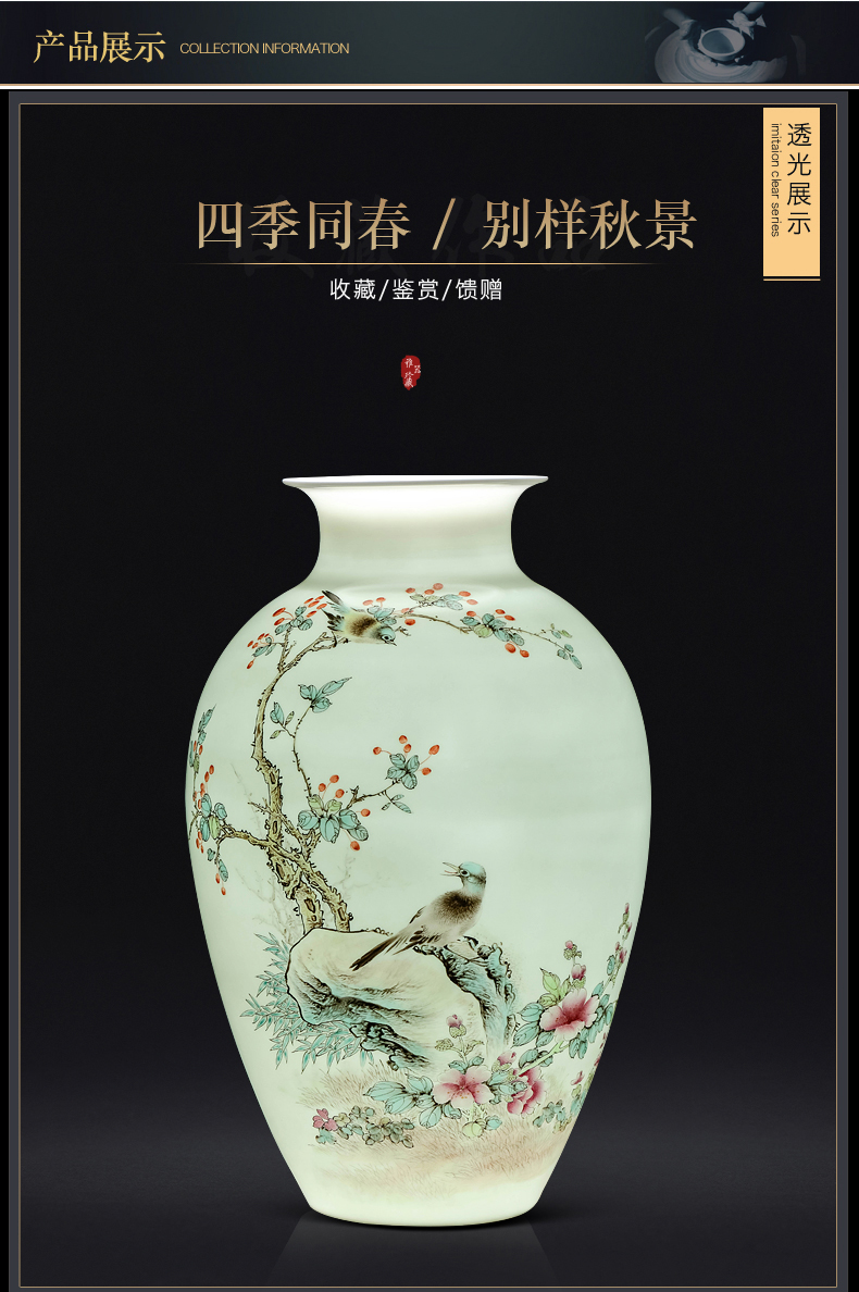 Jingdezhen ceramics famous hand - made enamel vase of new Chinese style living room TV ark, flower arranging porch is decorated furnishing articles