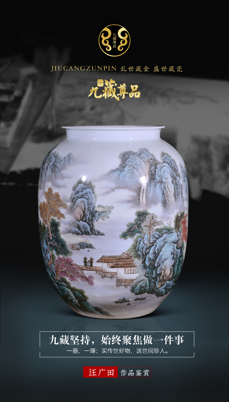 The Master of jingdezhen ceramics hand - made mountain pretty green jade vase Chinese style living room porch decoration vase furnishing articles