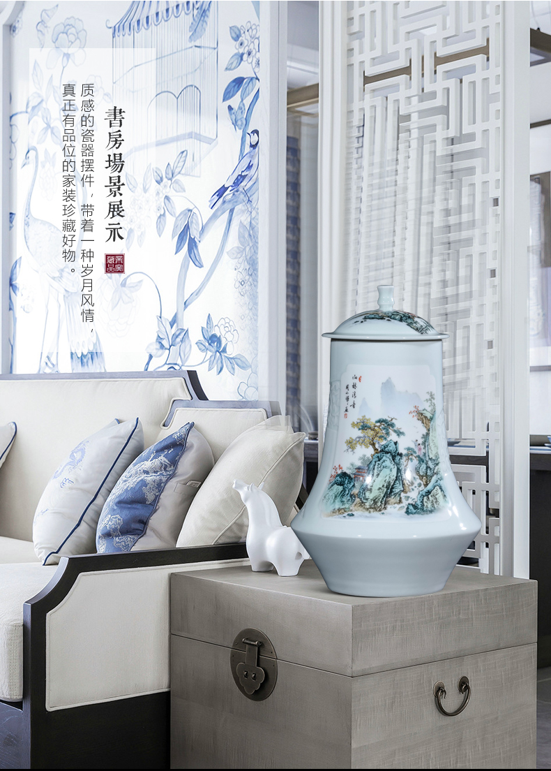The Master of jingdezhen ceramics hand - made pastel landscape caddy fixings Chinese teahouse rich ancient frame sitting room adornment is placed