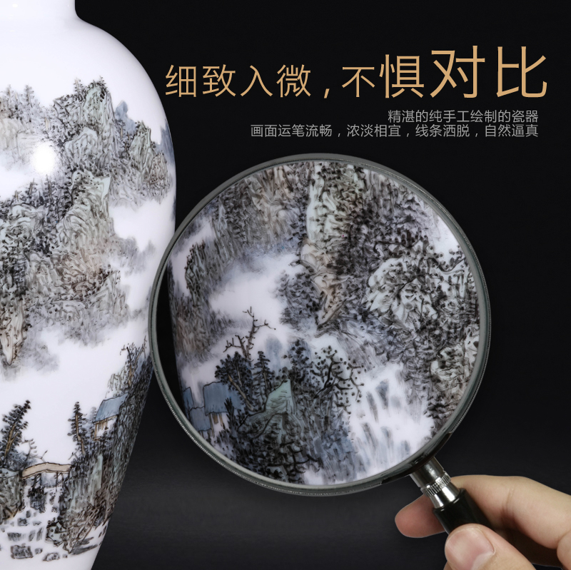 The Master of jingdezhen ceramics dong - Ming li hand - made pastel landscape vase Chinese style living room TV ark, flower arranging furnishing articles