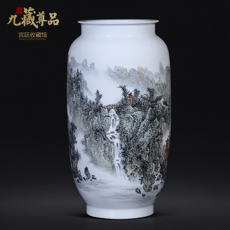 Dong - Ming li hand - made color ink landscape vase of jingdezhen ceramics Chinese style living room TV cabinet porch is decorated furnishing articles