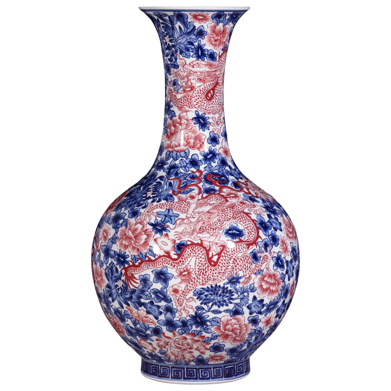 Jingdezhen ceramics hand - made vases, antique collection blue - and - white youligong flower arranging Chinese sitting room adornment is placed