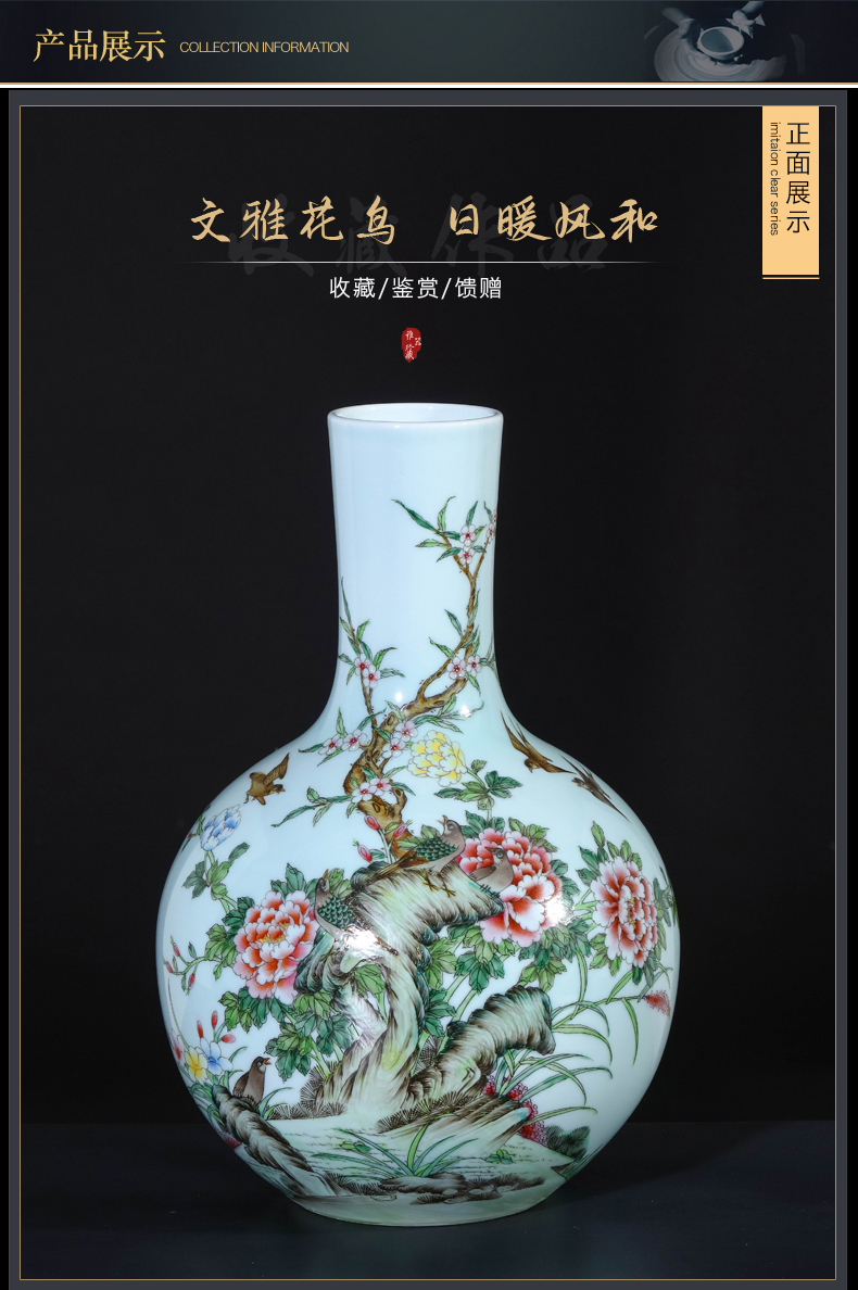 Antique hand - made jingdezhen ceramics powder enamel vase of new Chinese style living room TV ark, flower arranging porch is decorated furnishing articles