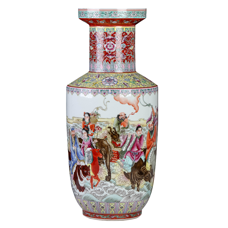 Antique hand - made enamel vase, the eight immortals of jingdezhen ceramic sitting room porch study Chinese TV ark adornment furnishing articles