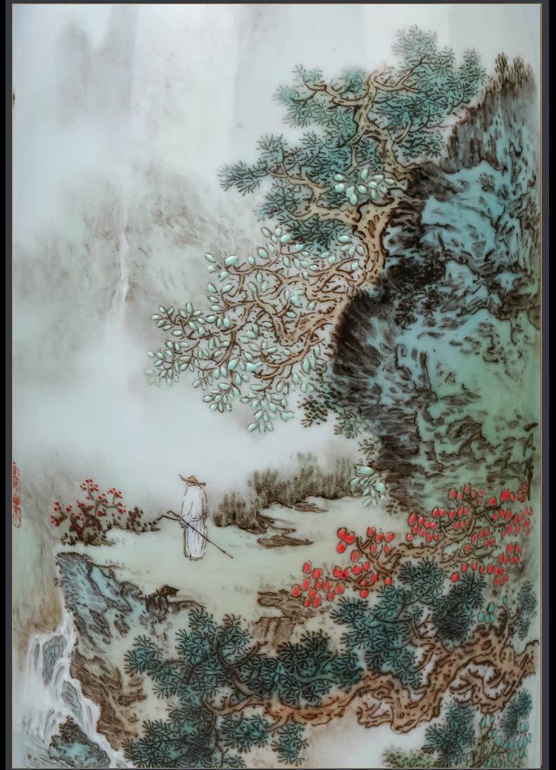 Hand pastel landscape master of jingdezhen ceramic vase sitting room porch study of new Chinese style tea table decoration furnishing articles