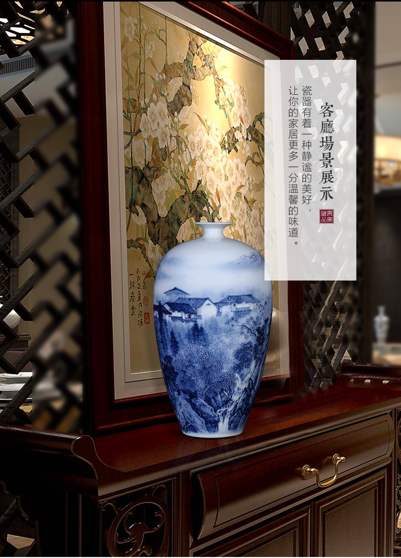 Jingdezhen ceramic dong - Ming li hand - made scenery of blue and white porcelain vase Chinese sitting room porch TV ark, furnishing articles