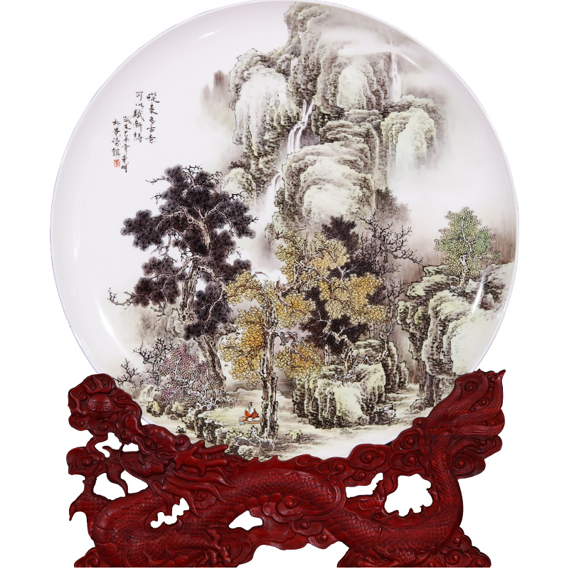 Jingdezhen ceramics dong - Ming li hand - made hang dish sitting room porch study Chinese rich ancient frame decoration as furnishing articles