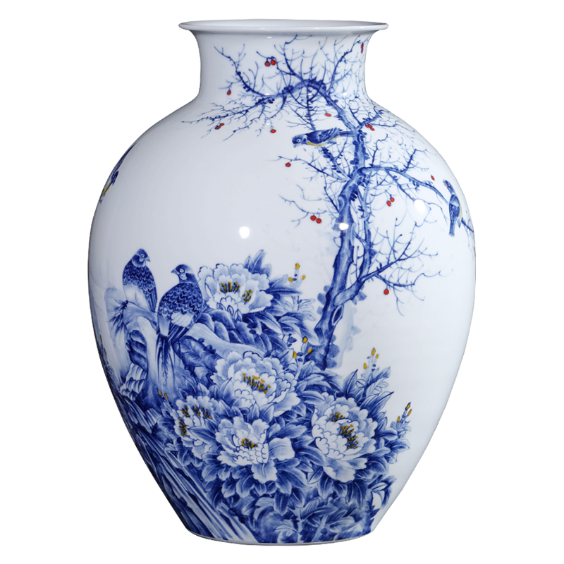 The Master of jingdezhen ceramic hand - made bottles of Chinese blue and white porcelain painting of flowers and birds in the sitting room porch TV ark, adornment furnishing articles