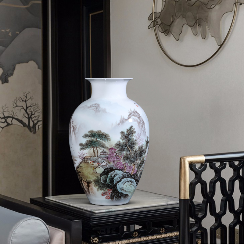 Dong - Ming li hand - made pastel landscape vase of jingdezhen ceramics Chinese style living room TV cabinet porch is decorated furnishing articles