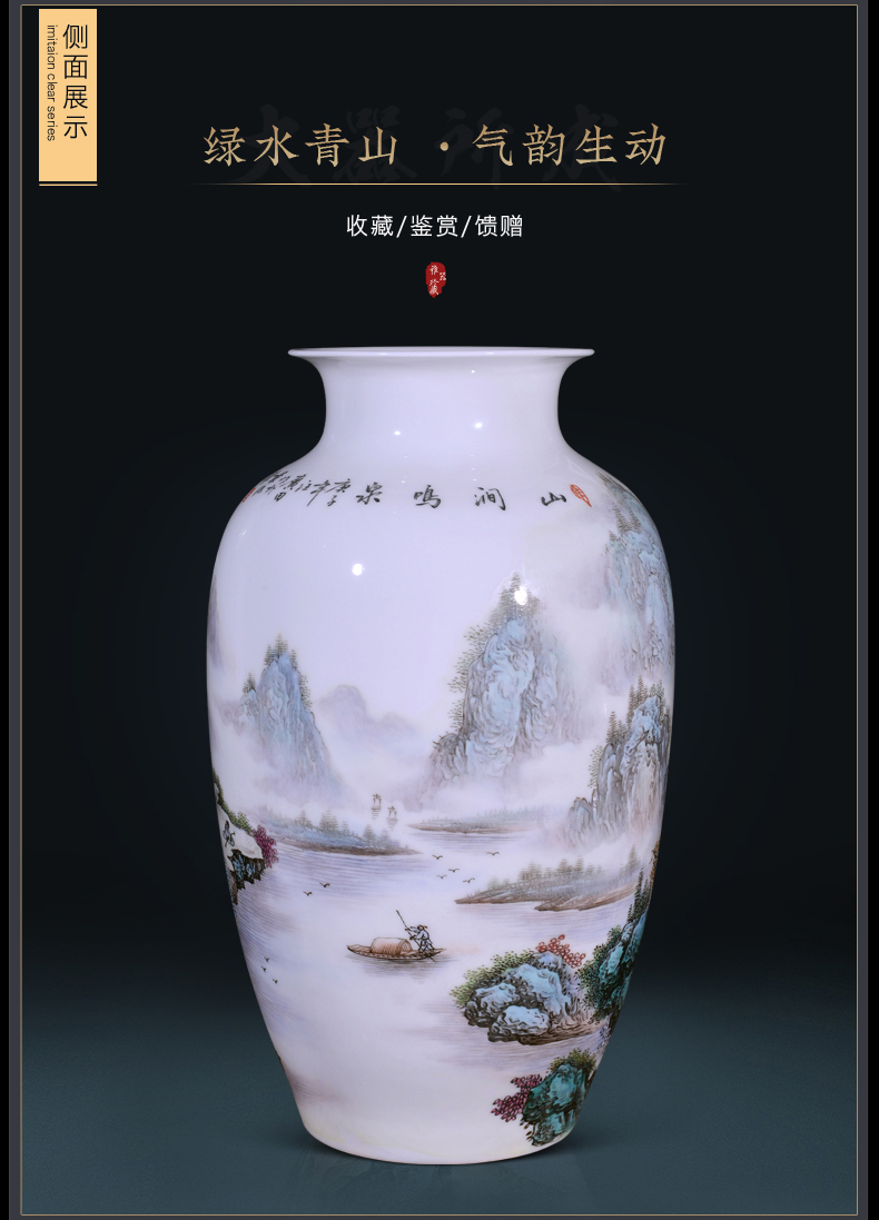 Jingdezhen ceramics Wang Guangtian hill singing spring goddess of mercy bottle Chinese style living room TV cabinet decorative furnishing articles arranging flowers