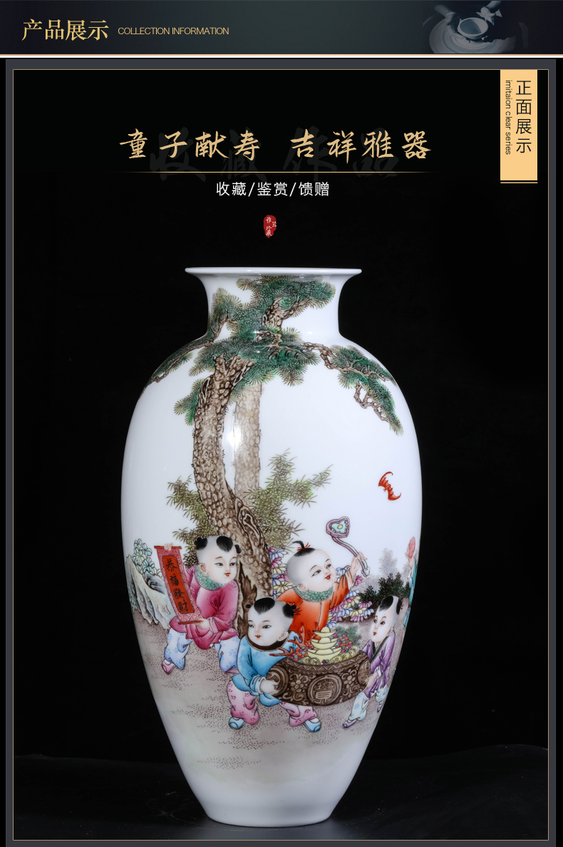 Jingdezhen ceramics dong - Ming li hand - made lad vase Chinese style living room TV ark, flower arranging porch is decorated furnishing articles