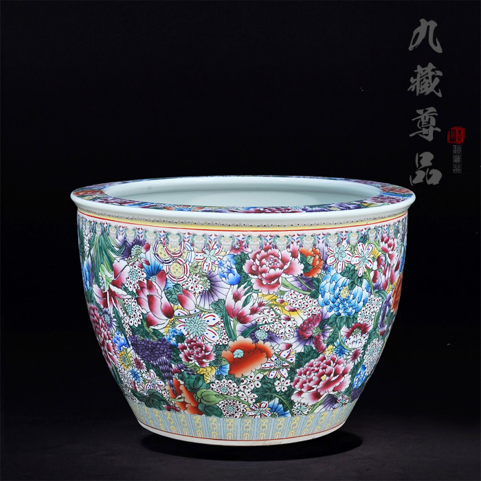 Jingdezhen ceramics antique hand - made famille rose flower is I the cylinder handicraft furnishing articles TV ark, adornment