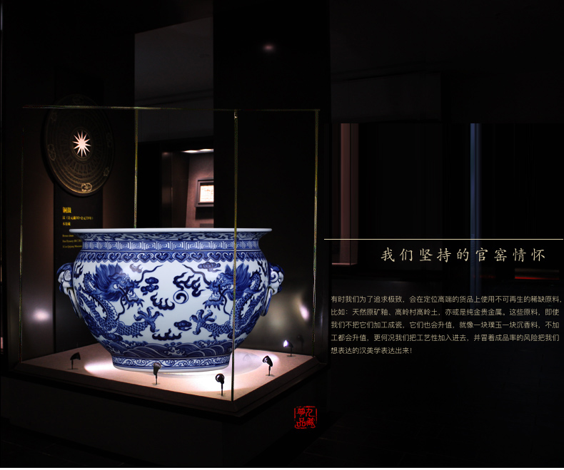 Jingdezhen ceramics vase imitation of blue and white porcelain of the reign of emperor kangxi hand - made dragon tea storage cylinder washing classic adornment furnishing articles