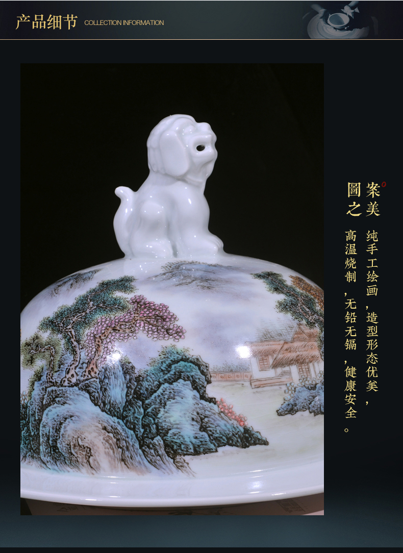 The Master of jingdezhen ceramics hand - made pastel landscape general tank Chinese style living room TV cabinet decorative furnishing articles arranging flowers