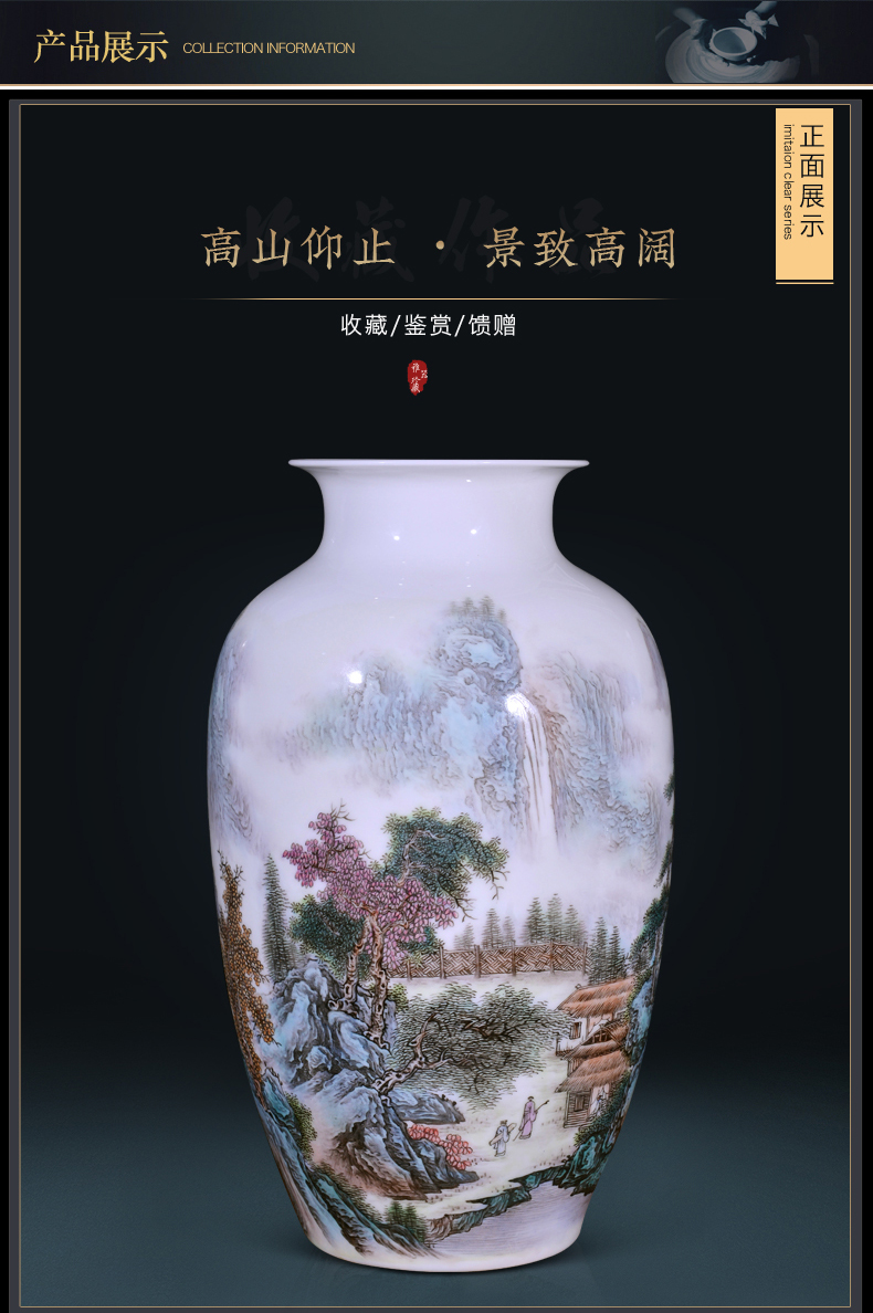 Jingdezhen ceramics Wang Guangtian hill singing spring goddess of mercy bottle Chinese style living room TV cabinet decorative furnishing articles arranging flowers