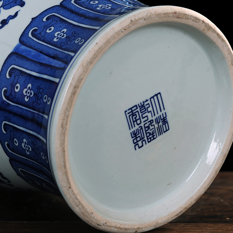 Antique vase of blue and white porcelain of jingdezhen ceramics crafts are put lotus flower bottle name plum home sitting room be born