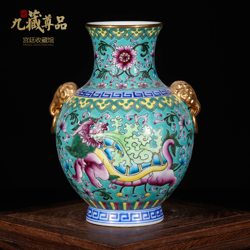 Jingdezhen ceramics vase antique hand - made kirin fuels the household enamel porch sitting room adornment is placed
