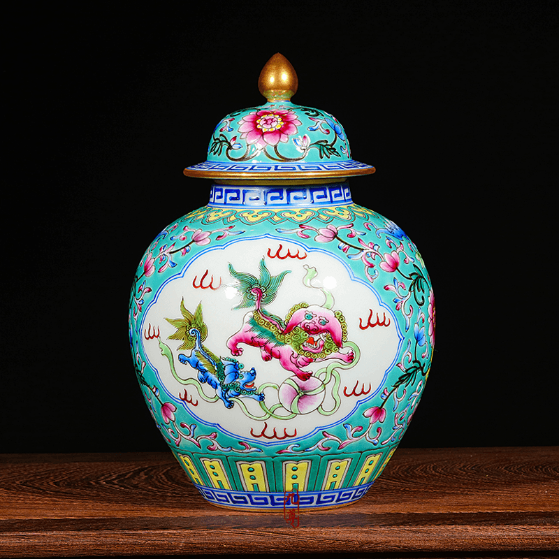 Jingdezhen ceramics hand - made vases manual colored enamel porcelain restoring ancient ways furnishing articles cover pot sitting room ground decoration