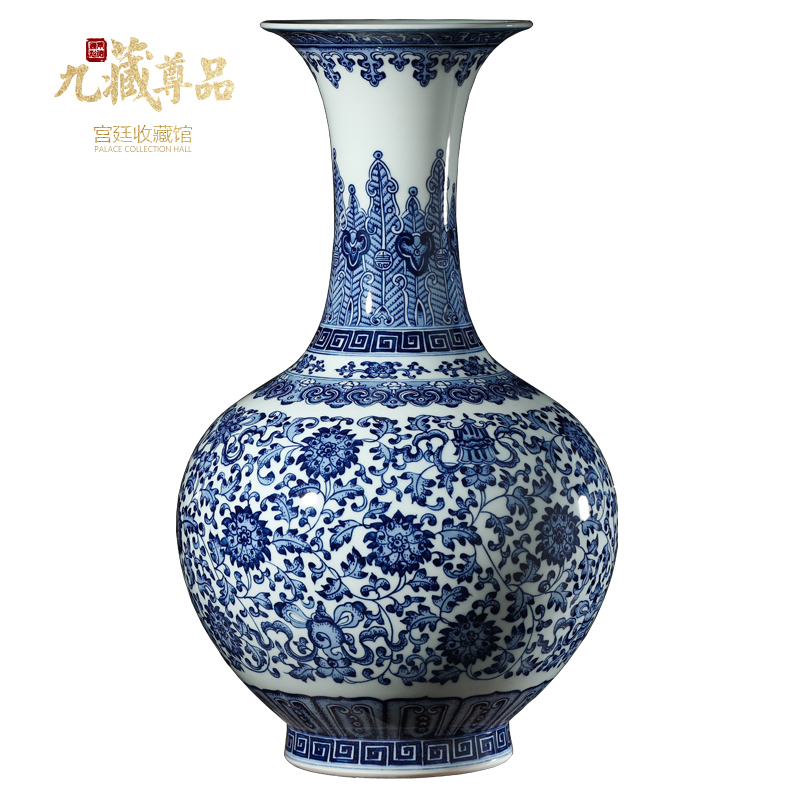 Jingdezhen ceramics vase furnishing articles of archaize of pure hand - made the design of blue and white porcelain marriage room sitting room porch decorate gifts